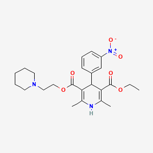 3-Ethyl 5-(2-(piperidin-1-yl)ethyl) 2,6-dimethyl-4-(3-nitrophenyl)-1,4-dihydropyridine-3,5-dicarboxylate chemical structure (CAS 108852-42-2)