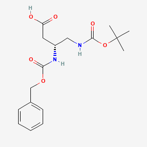 (R)-3-(((Benzyloxy)carbonyl)amino)-4-((tert-butoxycarbonyl)amino)butanoic acid chemical structure (CAS 108919-51-3)