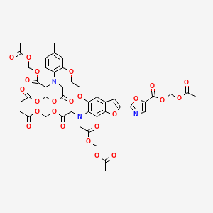 Bis(acetoxymethyl) 2,2'-((2-(5-((acetoxymethoxy)carbonyl)oxazol-2-yl)-5-(2-(2-(bis(2-(acetoxymethoxy)-2-oxoethyl)amino)-5-methylphenoxy)ethoxy)benzofuran-6-yl)azanediyl)diacetate chemical structure (CAS 108964-32-5)