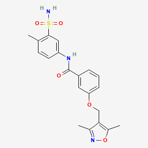 3-((3,5-Dimethylisoxazol-4-yl)methoxy)-N-(4-methyl-3-sulfamoylphenyl)benzamide chemical structure (CAS 1090893-12-1)