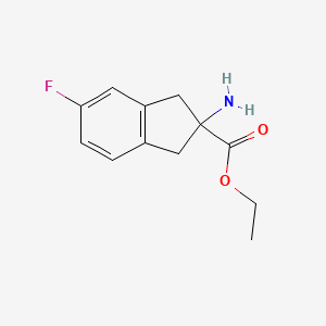 Ethyl 2-amino-5-fluoro-2,3-dihydro-1H-indene-2-carboxylate chemical structure (CAS 1092447-26-1)