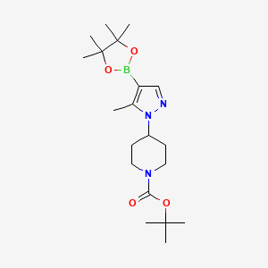 tert-Butyl 4-(5-methyl-4-(4,4,5,5-tetramethyl-1,3,2-dioxaborolan-2-yl)-1H-pyrazol-1-yl)piperidine-1-carboxylate chemical structure (CAS 1092563-67-1)