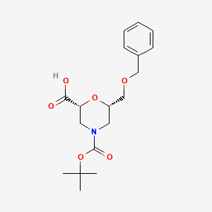 (2R,6S)-6-((Benzyloxy)methyl)-4-(tert-butoxycarbonyl)morpholine-2-carboxylic acid chemical structure (CAS 1093085-91-6)