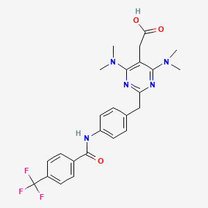 2-(4,6-Bis(dimethylamino)-2-(4-(4-(trifluoromethyl)benzamido)benzyl)pyrimidin-5-yl)acetic acid chemical structure (CAS 1093108-50-9)