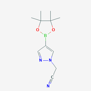2-(4-(4,4,5,5-Tetramethyl-1,3,2-dioxaborolan-2-yl)-1H-pyrazol-1-yl)acetonitrile chemical structure (CAS 1093307-35-7)