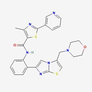 4-Methyl-N-(2-(3-(morpholinomethyl)imidazo[2,1-b]thiazol-6-yl)phenyl)-2-(pyridin-3-yl)thiazole-5-carboxamide chemical structure (CAS 1093403-33-8)