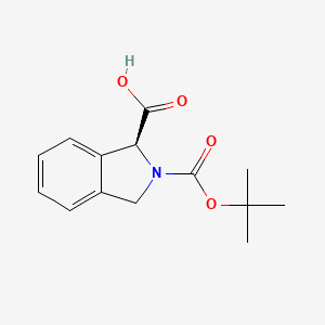 (S)-2-(tert-Butoxycarbonyl)isoindoline-1-carboxylic acid chemical structure (CAS 1093651-93-4)