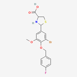 2-(3-Bromo-4-((4-fluorobenzyl)oxy)-5-methoxyphenyl)thiazolidine-4-carboxylic acid chemical structure (CAS 1093748-54-9)