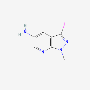 3-Iodo-1-methyl-1H-pyrazolo[3,4-b]pyridin-5-amine chemical structure (CAS 1093871-50-1)
