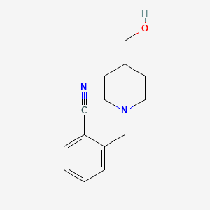 2-((4-(Hydroxymethyl)piperidin-1-yl)methyl)benzonitrile chemical structure (CAS 1094422-86-2)