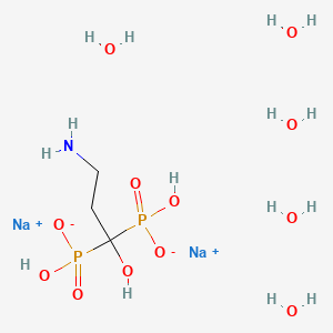 Sodium (3-amino-1-hydroxypropane-1,1-diyl)bis(hydrogen phosphonate) pentahydrate chemical structure (CAS 109552-15-0)