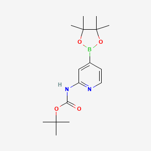 tert-Butyl (4-(4,4,5,5-tetramethyl-1,3,2-dioxaborolan-2-yl)pyridin-2-yl)carbamate chemical structure (CAS 1095708-32-9)