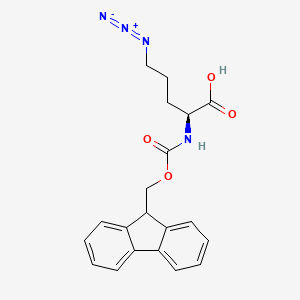 (S)-2-((((9H-Fluoren-9-yl)methoxy)carbonyl)amino)-5-azidopentanoic acid chemical structure (CAS 1097192-04-5)