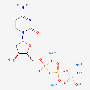 Sodium ((2R,3S,5R)-5-(4-amino-2-oxopyrimidin-1(2H)-yl)-3-hydroxytetrahydrofuran-2-yl)methyl hydrogen triphosphate chemical structure (CAS 109909-44-6)