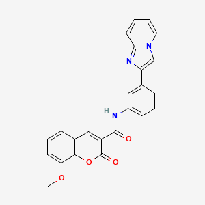 N-(3-(Imidazo[1,2-a]pyridin-2-yl)phenyl)-8-methoxy-2-oxo-2H-chromene-3-carboxamide chemical structure (CAS 1100353-03-4)
