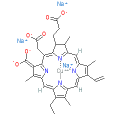 (7S,8S)-3-Carboxy-5-(carboxymethyl)-13-ethenyl-18-ethyl-7,8-dihydro-2,8,12,17-tetramethyl-21H,23H-porphine-7-propanoic acid,Cuprate,trisodium chemical structure (CAS 11006-34-1)