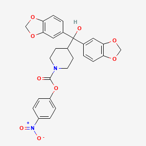 4-Nitrophenyl 4-(bis(benzo[d][1,3]dioxol-5-yl)(hydroxy)methyl)piperidine-1-carboxylate chemical structure (CAS 1101854-58-3)