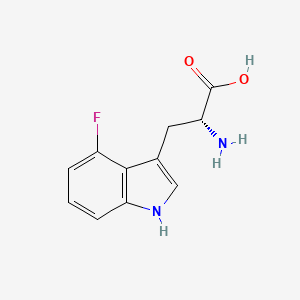 (R)-2-Amino-3-(4-fluoro-1H-indol-3-yl)propanoic acid chemical structure (CAS 110221-04-0)