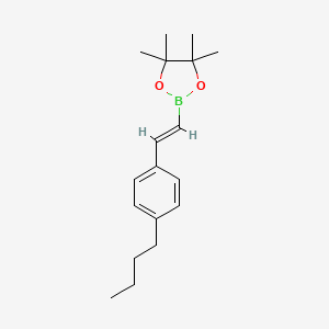 (E)-2-(4-Butylstyryl)-4,4,5,5-tetramethyl-1,3,2-dioxaborolane chemical structure (CAS 1105558-10-8)