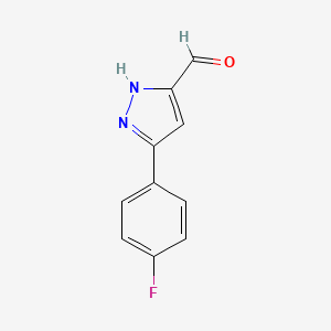 5-(4-Fluorophenyl)-1H-pyrazole-3-carbaldehyde chemical structure (CAS 1107467-72-0)