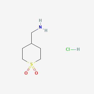 4-(Aminomethyl)tetrahydro-2H-thiopyran 1,1-dioxide hydrochloride chemical structure (CAS 1107645-98-6)