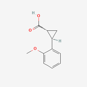 rel-(1R,2R)-2-(2-Methoxyphenyl)cyclopropane-1-carboxylic acid chemical structure (CAS 110826-01-2)