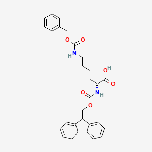 (R)-2-((((9H-Fluoren-9-yl)methoxy)carbonyl)amino)-6-(((benzyloxy)carbonyl)amino)hexanoic acid chemical structure (CAS 110990-07-3)