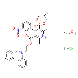 2-(Benzyl(phenyl)amino)ethyl 5-(5,5-dimethyl-2-oxido-1,3,2-dioxaphosphinan-2-yl)-2,6-dimethyl-4-(3-nitrophenyl)-1,4-dihydropyridine-3-carboxylate ethanol hydrochloride chemical structure (CAS 111011-76-8)