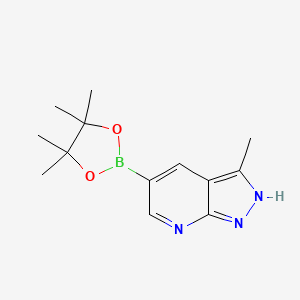 3-Methyl-5-(4,4,5,5-tetramethyl-1,3,2-dioxaborolan-2-yl)-1H-pyrazolo[3,4-b]pyridine chemical structure (CAS 1111637-76-3)