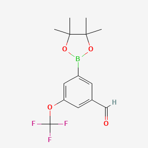 3-(4,4,5,5-Tetramethyl-1,3,2-dioxaborolan-2-yl)-5-(trifluoromethoxy)benzaldehyde chemical structure (CAS 1112209-48-9)