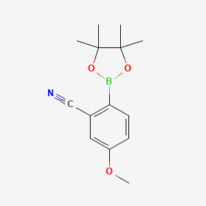 5-Methoxy-2-(4,4,5,5-tetramethyl-1,3,2-dioxaborolan-2-yl)benzonitrile chemical structure (CAS 1116097-04-1)