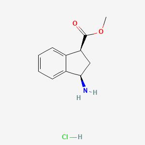 cis-Methyl 3-amino-2,3-dihydro-1H-indene-1-carboxylate hydrochloride chemical structure (CAS 111634-93-6)