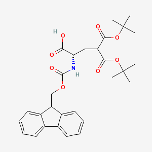 (S)-2-((((9H-Fluoren-9-yl)methoxy)carbonyl)amino)-5-(tert-butoxy)-4-(tert-butoxycarbonyl)-5-oxopentanoic acid chemical structure (CAS 111662-64-7)