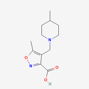 5-Methyl-4-((4-methylpiperidin-1-yl)methyl)isoxazole-3-carboxylic acid chemical structure (CAS 1119452-18-4)