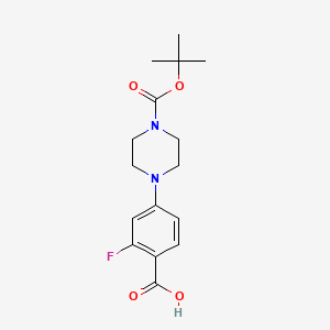 4-(4-(tert-Butoxycarbonyl)piperazin-1-yl)-2-fluorobenzoic acid chemical structure (CAS 1121596-45-9)