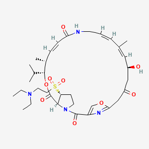 (3R,4R,5E,10E,12E,14S,26R,26aS)-26-[[2-(Diethylamino)ethyl]sulfonyl]-8,9,14,15,24,25,26,26a-octahydro-14-hydroxy-4,12-dimethyl-3-(1-methylethyl)-3H-21,18-nitrilo-1H,22H-pyrrolo[2,1-c][1,8,4,19]dioxadiazacyclotetracosine-1,7,16,22(4H,17H)-tetrone chemical structure (CAS 112362-50-2)
