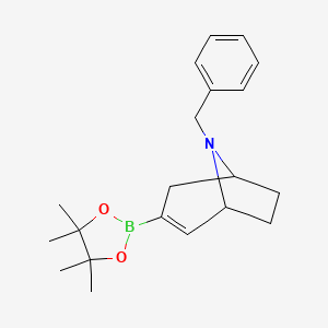 8-(Phenylmethyl)-3-(4,4,5,5-tetramethyl-1,3,2-dioxaborolan-2-yl)-8-azabicyclo[3.2.1]oct-2-ene chemical structure (CAS 1123661-15-3)