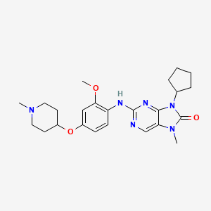 9-Cyclopentyl-2-((2-methoxy-4-((1-methylpiperidin-4-yl)oxy)phenyl)amino)-7-methyl-7H-purin-8(9H)-one chemical structure (CAS 1124329-14-1)