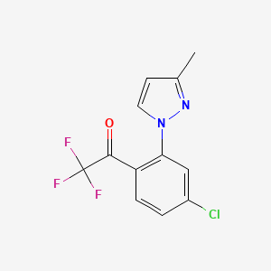 1-(4-Chloro-2-(3-methyl-1H-pyrazol-1-yl)phenyl)-2,2,2-trifluoroethanone chemical structure (CAS 1125828-30-9)