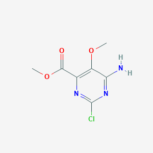 Methyl 6-amino-2-chloro-5-methoxypyrimidine-4-carboxylate chemical structure (CAS 1126320-49-7)