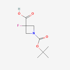1-(tert-Butoxycarbonyl)-3-fluoroazetidine-3-carboxylic acid chemical structure (CAS 1126650-67-6)