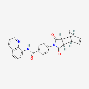 rel-4-((3aR,4R,7S,7aS)-1,3-dioxo-1,3,3a,4,7,7a-hexahydro-2H-4,7-methanoisoindol-2-yl)-N-(quinolin-8-yl)benzamide chemical structure (CAS 1127442-87-8)