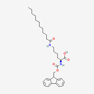N2-(((9H-Fluoren-9-yl)methoxy)carbonyl)-N6-dodecanoyl-L-lysine chemical structure (CAS 1128181-21-4)
