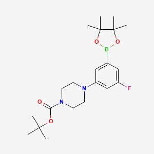 tert-Butyl 4-(3-fluoro-5-(4,4,5,5-tetramethyl-1,3,2-dioxaborolan-2-yl)phenyl)piperazine-1-carboxylate chemical structure (CAS 1129541-83-8)