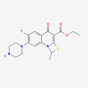 Ethyl 6-fluoro-1-methyl-4-oxo-7-(piperazin-1-yl)-1,4-dihydro-[1,3]thiazeto[3,2-a]quinoline-3-carboxylate chemical structure (CAS 113028-17-4)