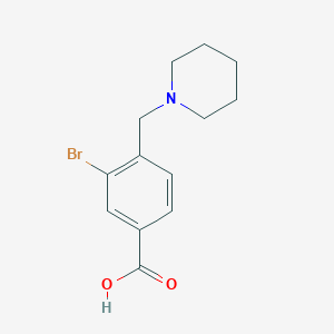 3-Bromo-4-(piperidin-1-ylmethyl)benzoic acid chemical structure (CAS 1131594-42-7)