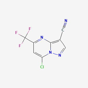 7-Chloro-5-(trifluoromethyl)pyrazolo[1,5-a]pyrimidine-3-carbonitrile chemical structure (CAS 1131604-90-4)