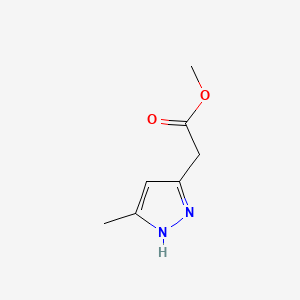 Methyl 2-(5-methyl-1H-pyrazol-3-yl)acetate chemical structure (CAS 113465-94-4)
