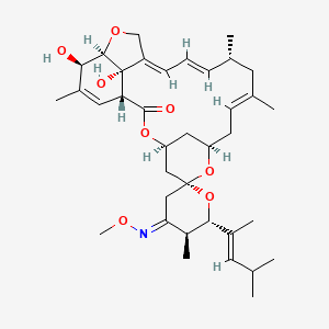 (2R,2a'E,2a1'S,4Z,4'E,5S,6S,6'R,8'E,11'R,15'S,17a'R,20'R,20a'R)-2a1',20'-Dihydroxy-4-(methoxyimino)-5,6',8',19'-tetramethyl-6-((E)-4-methylpent-2-en-2-yl)-2a1',3,4,5,6,6',7',10',11',14',15',17a',20',20a'-tetradecahydro-2'H,17'H-spiro[pyran-2,13'-[11,15]methano[1,5]dioxacyclooctadecino[9,8,7-cd]benzofuran]-17'-one chemical structure (CAS 113507-06-5)