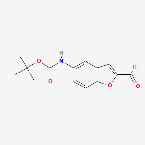 tert-Butyl (2-formylbenzofuran-5-yl)carbamate chemical structure (CAS 1135283-50-9)